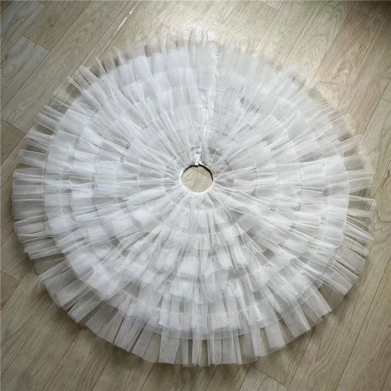

1pc White Christmas Tree Skirt Mesh Wedding Pleated Skirt Carpet Xmas Ornaments Floor Mat Home Wedding Birthday Party Decoration