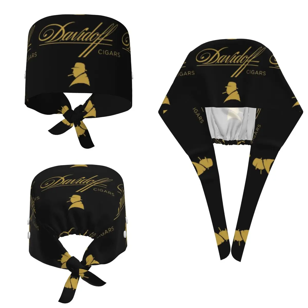 Фото Медицинская шапочка Davidoff Cigars Black Scrub Hat, унисекс, регулируемая, для врачей, стоматологов и медсестер №2