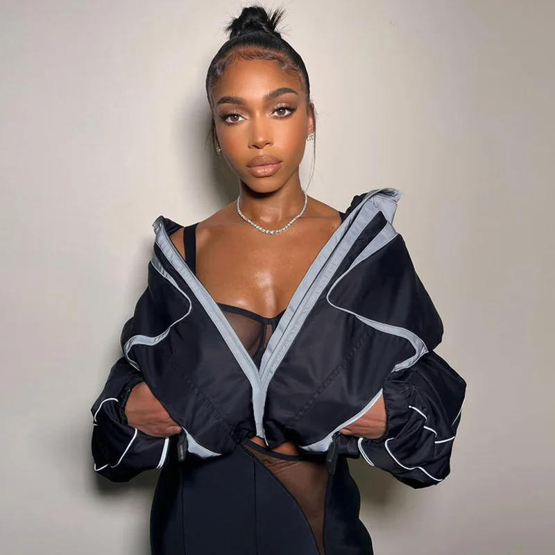 

Cyber Y2K Streetwear Jacket Racing Varsity Baseball Winter Clothes Women 2022 Fall Patchwork Coat Bomber Oversize Cropped Jacket