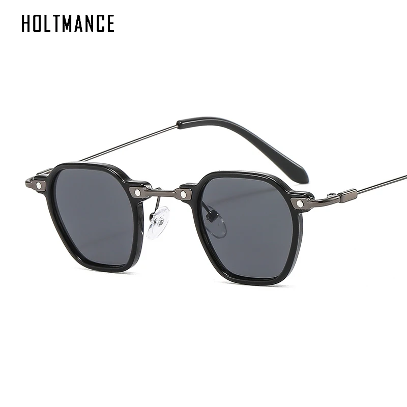 

HOLTMANCE Punk Hip Hop Metal Small Square Frame Brand Design Women Men Retro Classic Ourdoor Streetwear Driving Eyeglasses UV400