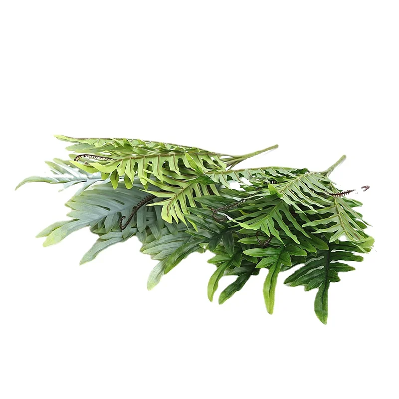 

2pcs Artificial Flowers Green Plants Potted Plants Wall Flower Wedding Decoration Leaves Simulated Ferns 12 Branches Iron Leaves