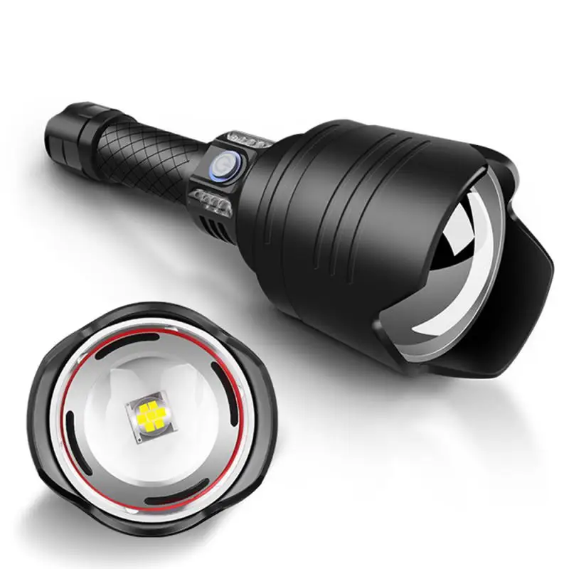 

2021 7-core P10 Zoom USB Charging Power And Brightness Display Large Lens Wide-angle Bright Light Flashlight