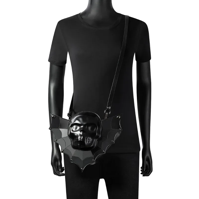 MBTI Черная винтажная сумка через плечо для женщин Y2k Готический панк Череп Новая