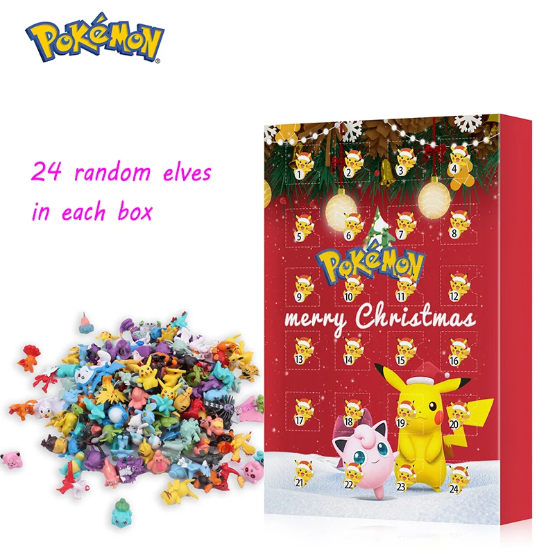 24Pcs Pokemon  Anime Elf Figures Doll Model Christmas Advent Calendar Box Toy Pikachu Children Collection Birthday Gift