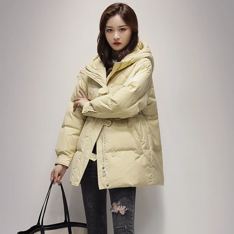 

Women's Coats White Duck Down Jackets Famale Warm Hooded Thick Puffer Jacket Ladies Korean Outwear Doudoune Femme SQQ413