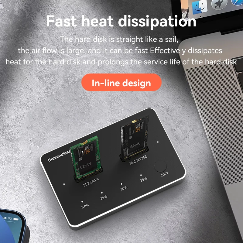 BLUEENDLESS M2 Док-станция для USB C, корпус SSD NVME и NGFF HDD, энклосер для твердотельного диска Solid State Disk M.2 SSD On.