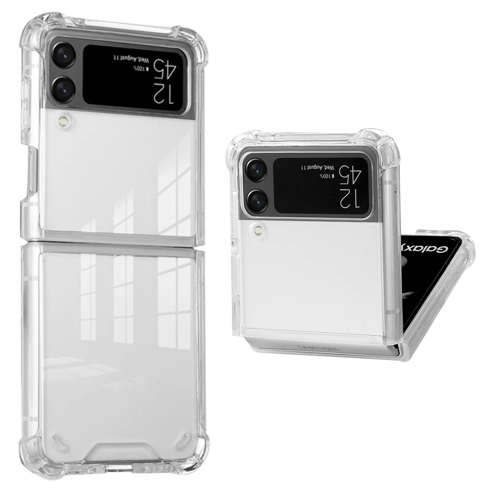 

Простой Ультратонкий Прозрачный чехол для телефона Samsung Galaxy Z Flip4 3 2 1, Жесткий Чехол, ударопрочный и противоударный защитный чехол