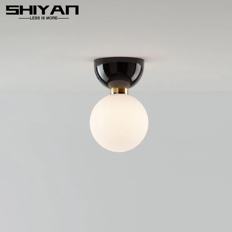 

Modern Minimalist Milk Round Glass Ball Led Ceiling Lamp for Corridor Living Room Kitchen Decor Ceiling Lamp
