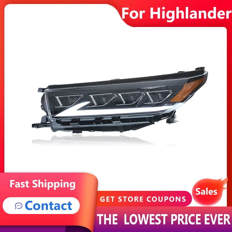 Фара HANA для Toyota Highlander светодиодные фары 2018-2021 DRL указатель поворота дальний свет