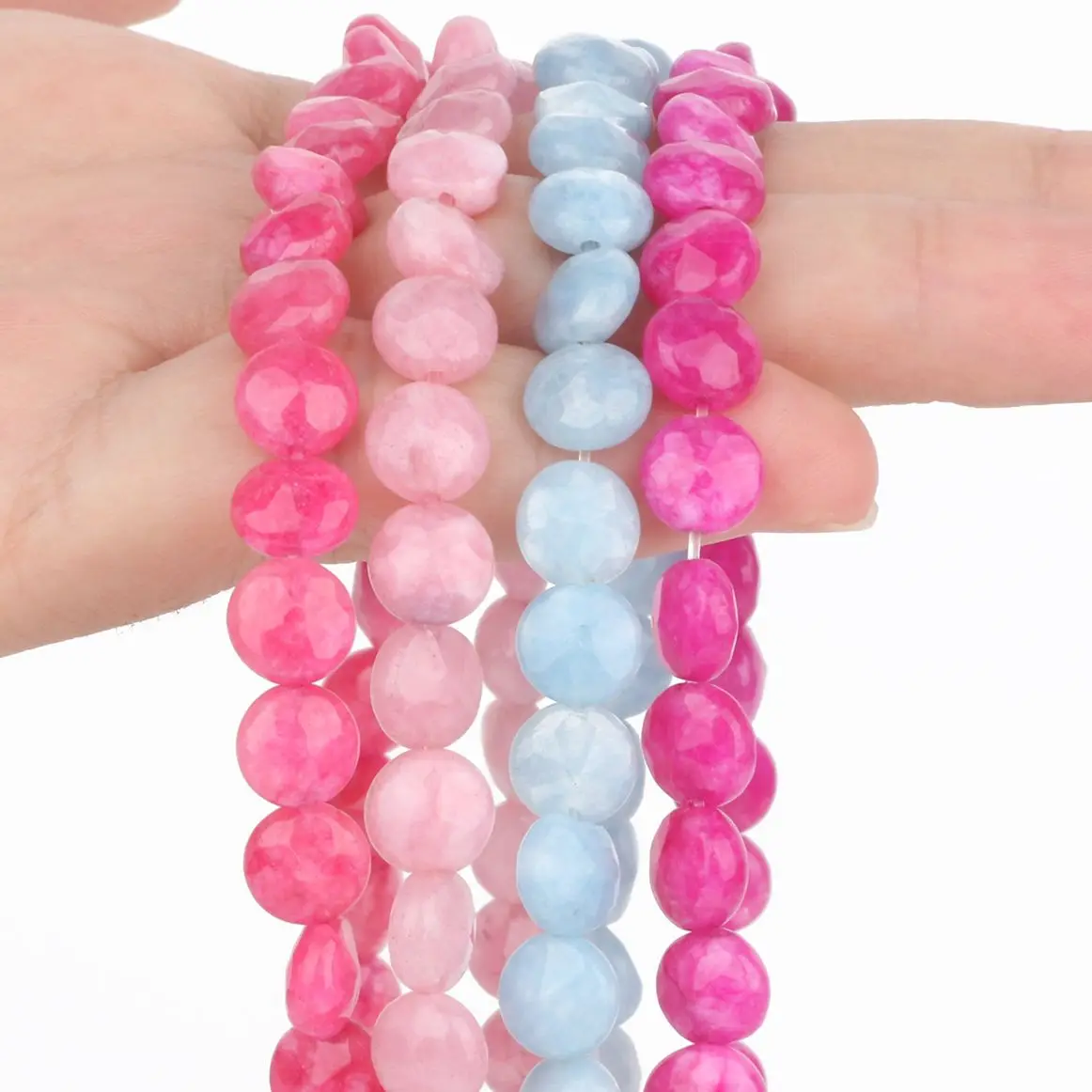 

Бусины из натуральной яшмы с гранями, 8x5 мм, 46 шт.