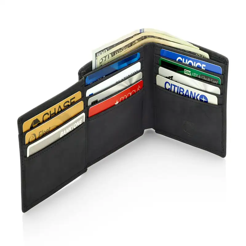 

Stunning 1Black Mens RFID Wallet with ID Window - Superb Trifold Wallet