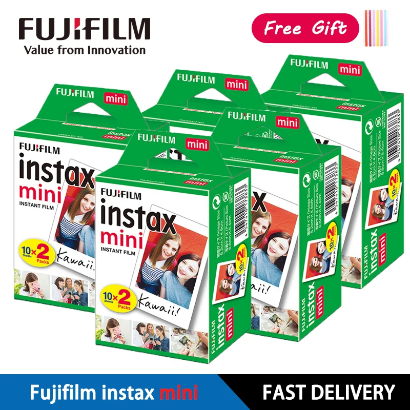 Brand New 10-100 Sheets Fujifilm Instax Mini LiPlay 11 9 8 7s 90 LINK Film White Edge Color Photo Paper for  FUJI Instant Camera