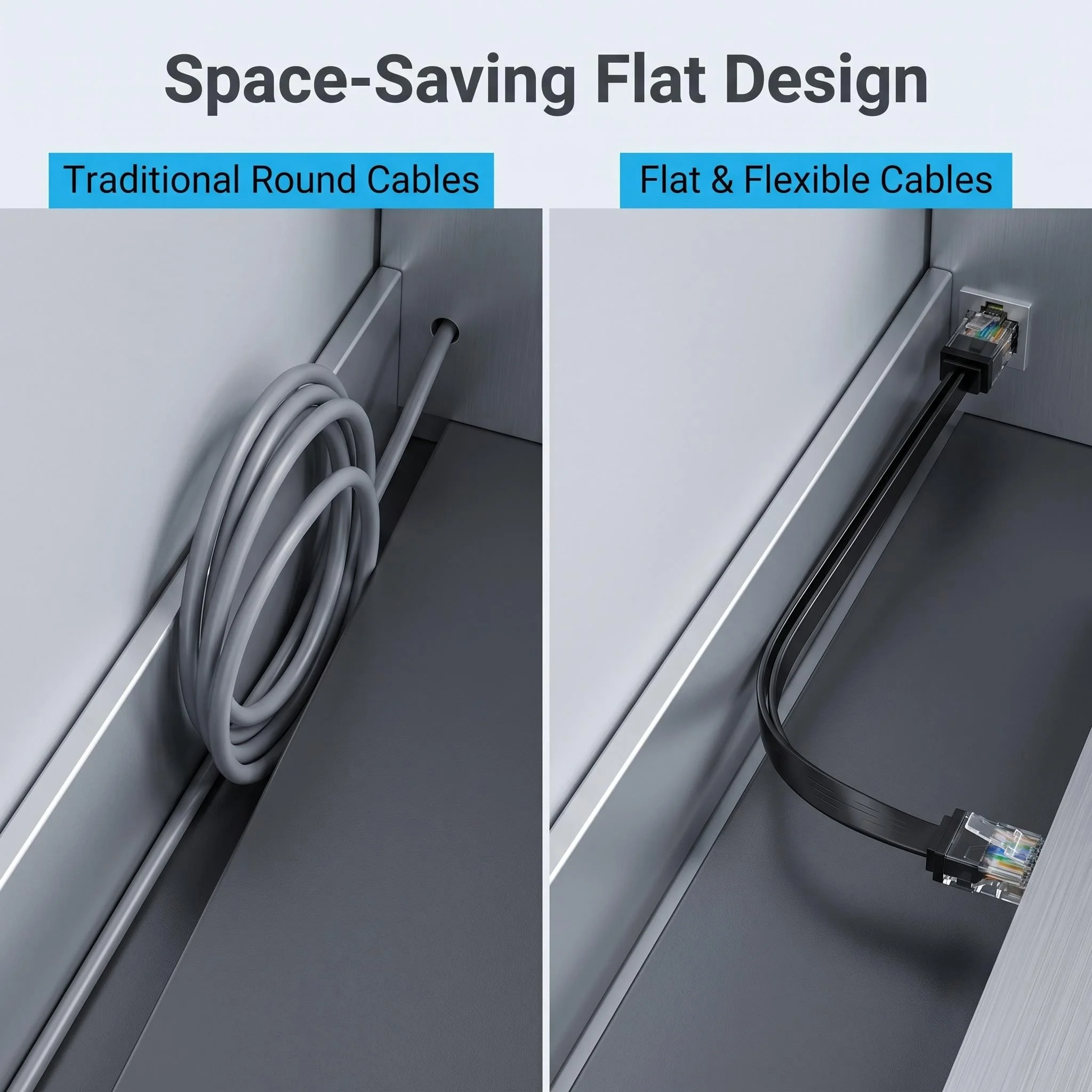 Фото Комплект из 24 коротких плоских кабелей Ethernet CAT6, высокоскоростной сетевой патч-корд Gigabit RJ45, 0,2-0,5 м, для подключения коммутаторов, роутеров и настольных компьютеров №4
