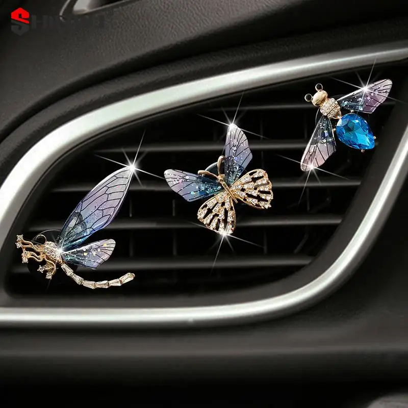 

Butterfly Car Perfume Clip Dragonfly Shape Shiny Rhinestone Auto Air Outlet Freshener Conditioning Aromatherapy Clip Car Decor