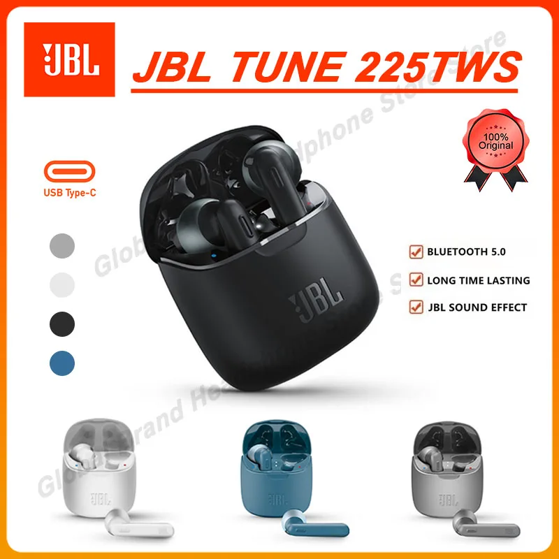 

Original JBL T225TWS True Wireless Bluetooth Earphones JBL TUNE 225TWS Stereo Earbuds Bass Sound Headphones Headset with Mic