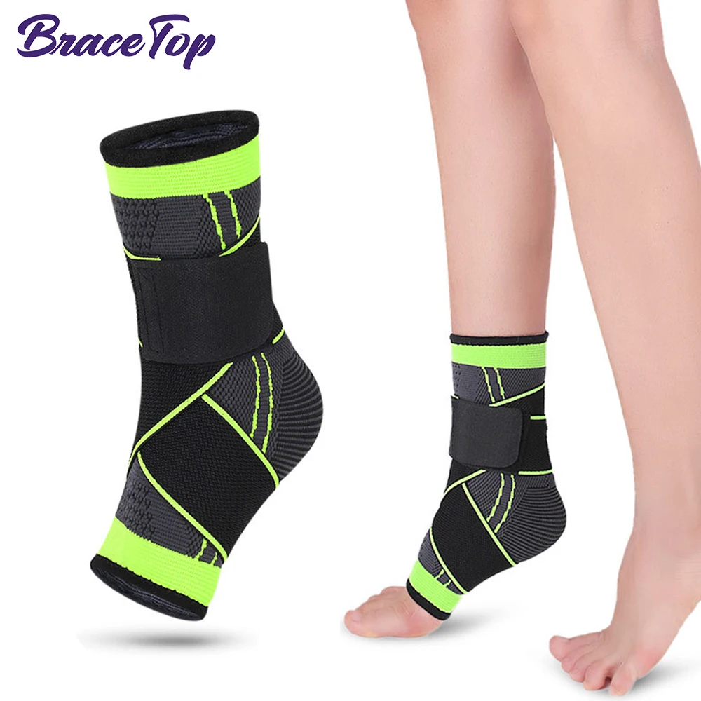 

BraceTop Sports Ankle Brace Compression Strap Sleeves Support 3D Weave Elastic Bandage Foot Protective Gear for Home Gym Fitness