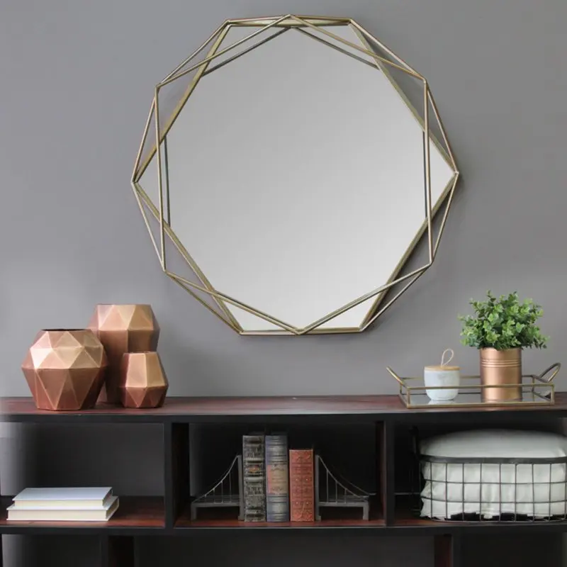 

- Stylish Large Elegant Round Wood Frame Hang Home Decor Large, Elegant and Stylish 31.5W x 29.53H inch Wall Mirror with Round W