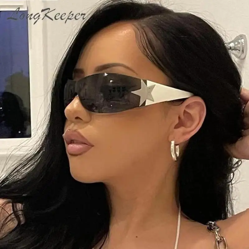 

Punk One Piece Sunglasses Goggle New Y2k Luxury Brand Sun Glasses 2000's Shades Eyewear UV400 Female Designer Five Star Glasses