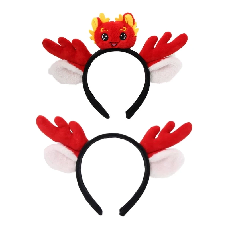 Повязка на голову с рогом китайского дракона для женщин и девочек милый головной