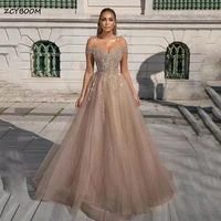 chanpagne a line shiny tulle prom dresses sweetheart off shoulder spaghetti straps prom gowns elegant beading evening dresses