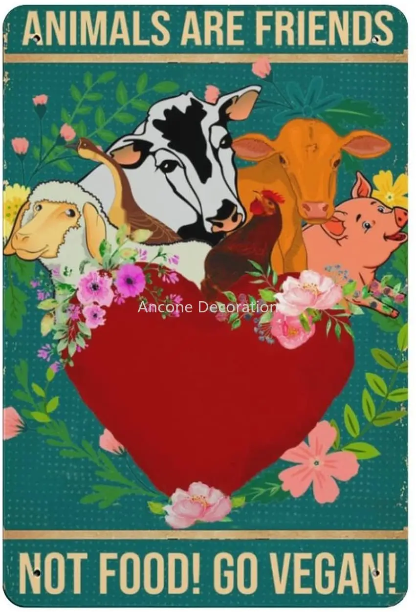 

Metal Sign Animals are Friend Not Food Tin Signs Vintage Home Living Room Shop Bar Wall Decor