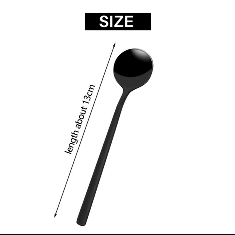 Мини десертные ложки черные чайные с матовой ручкой для десерта чая мороженого