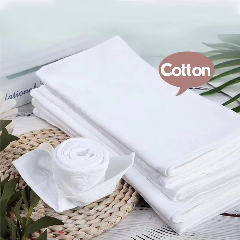 

Hotel 100% Cotton Thick White Dinner Table Handkerchief Cloth Napkin 50x70cm For Banquet Wedding Party Event Dining Decoration