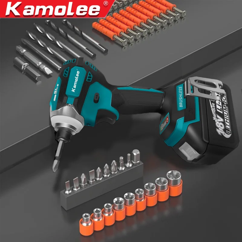 

Kamolee Cordless Electric Screwdriver 588NM Brushless Motor Electric Impact Wrench Rechargable Drill Driver