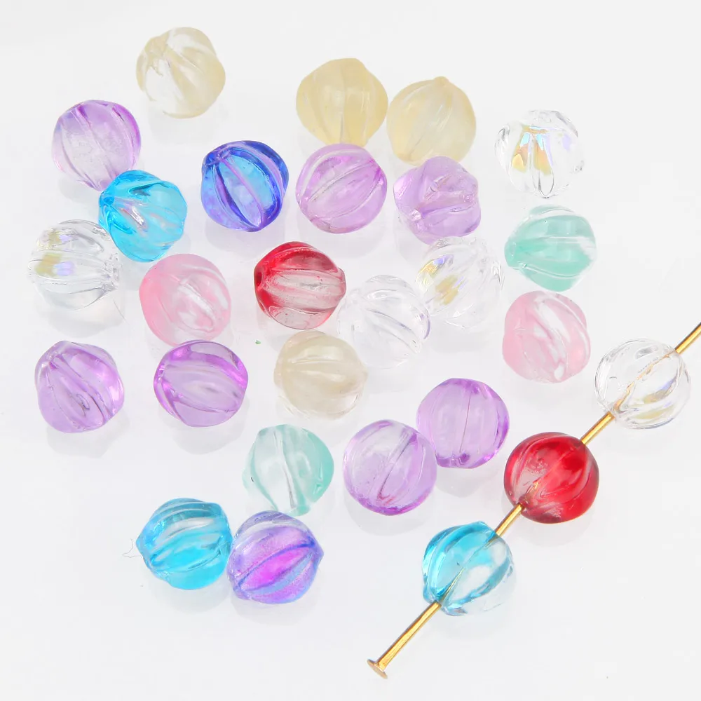 

50pcs Mixed Color Glass Pumpkin Beads for Jewelry Making Bracelet Necklace DIY Handmade Findings Supplies 8mm