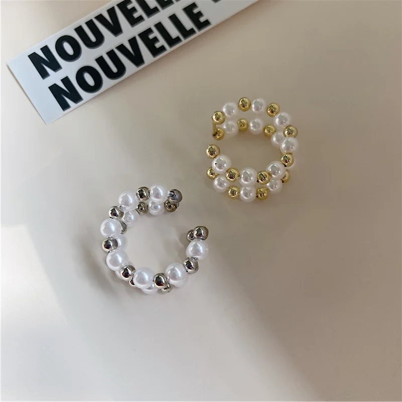 

Double Layer Pearl Beads Cute Lovely No Piercing Clip Earrings For Women Korean Japanese New Charms Without Pierced Ear Jewelry