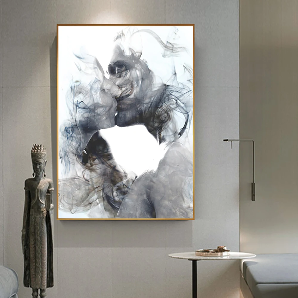 

Lover Kiss Abstract Prints On Canvas Painting Nordic Couple Art Poster Murals Minimalist Wall Picture For Living Room Home Decor