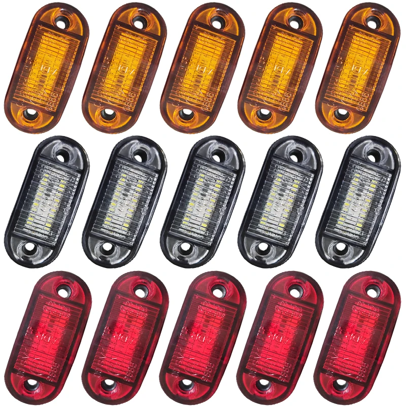 

10PCS 12V 24V Universal Oval Clearance 6 LED Side Marker Tail Lamp Light Trailer Car Truck Lorry Caravan Accessories