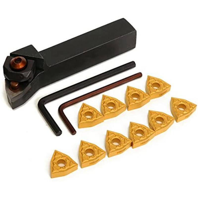 WWLNR1616H08 16X100 mm Lathe Turning Tool Holder with 10Pcs WNMG0804 Inserts