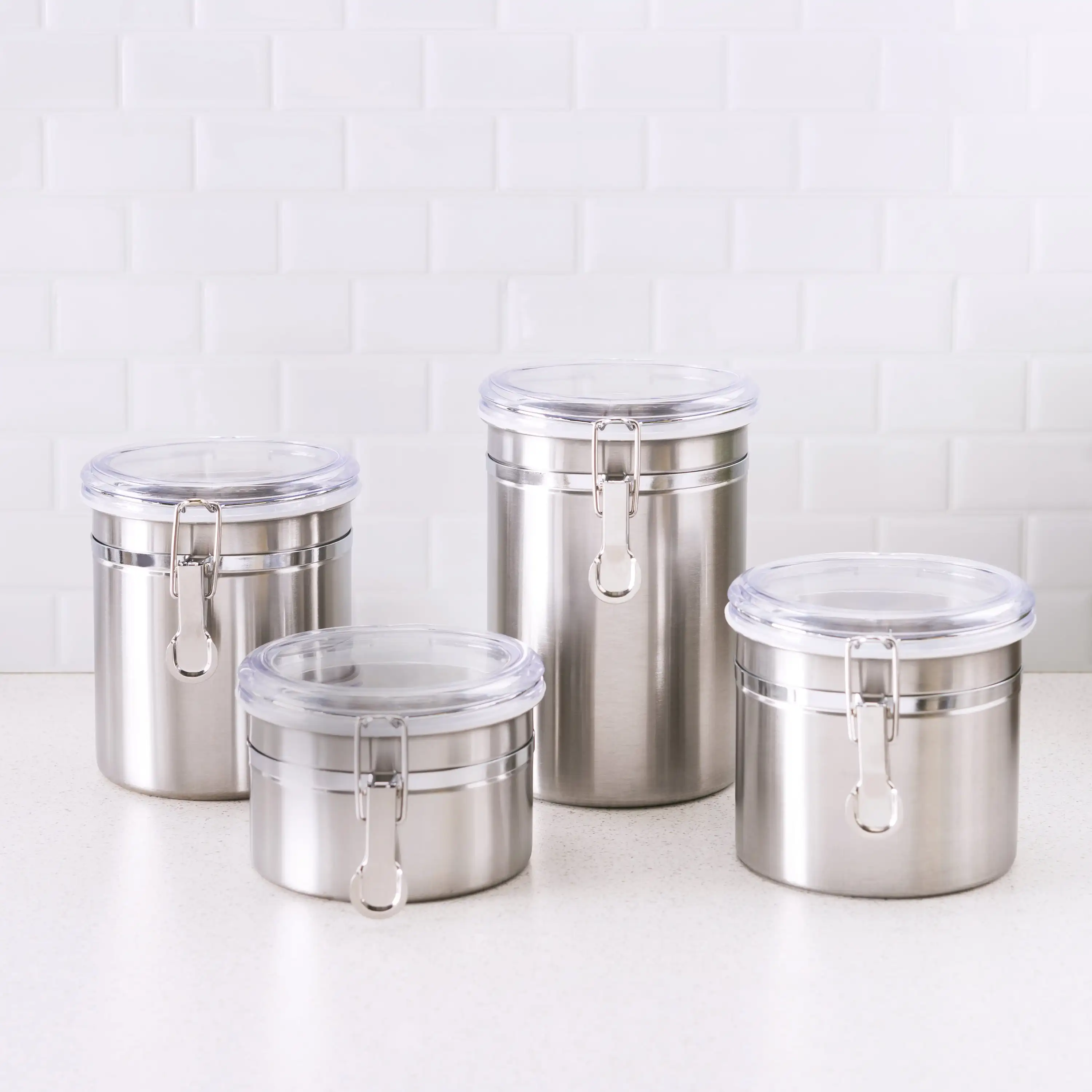 

Piece Stainless Steel Canister Set Storage Organizer free shipping