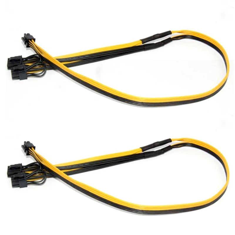20Pcs PCI-E PCIE 6Pin To Dual 8Pin 6+2Pin Adapter Cable Graphics GPU Video Power Cable 16AWG+18AWG For Miner Mining