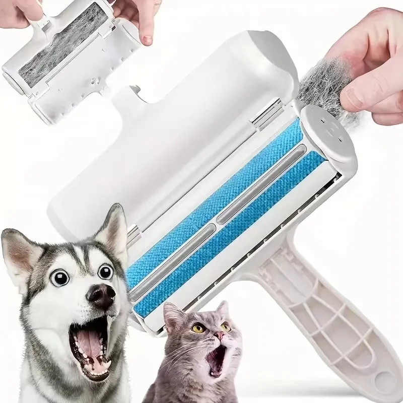 

1Pcs 2-Way Pet Hair Remover Roller Removing Dog Cat Hair From Furniture Self-cleaning Lint Pet Hair Remover One Hand Operate