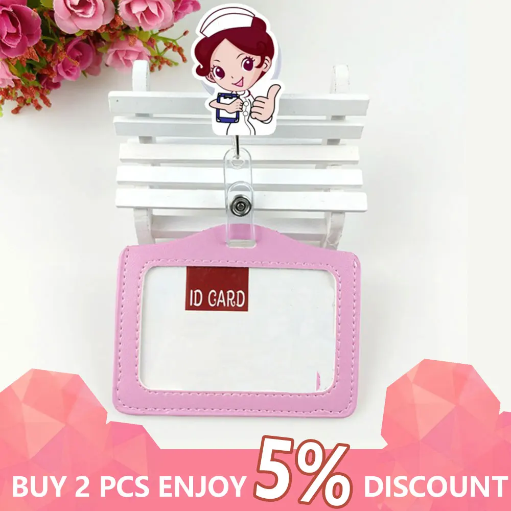 

1pc Cute Cartoon Retractable Badge Reel Students enfermera Nurse Exhibition Pull Key ID Name Card Badge Holder Office Supplies