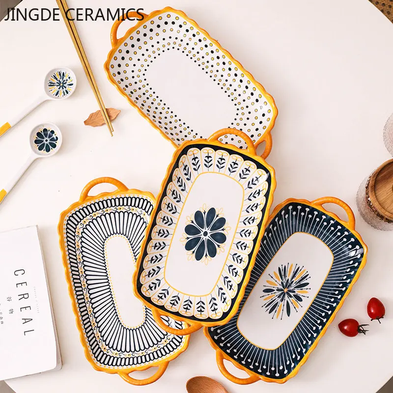 

Ceramic Plate Cartoon Cake pattern Cute Ceramic Children's Breakfast Bowl Dish Dessert Fruit Snack Plate Salad Bowl Tableware