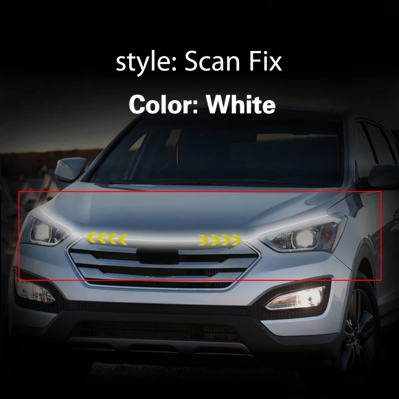 

Светодиодные декоративные фары для Hyundai Santa Fe 2013-18, автомобильный капот, гибкие дневные ходовые огни, лента, универсальный декор, лампа Start-Scan