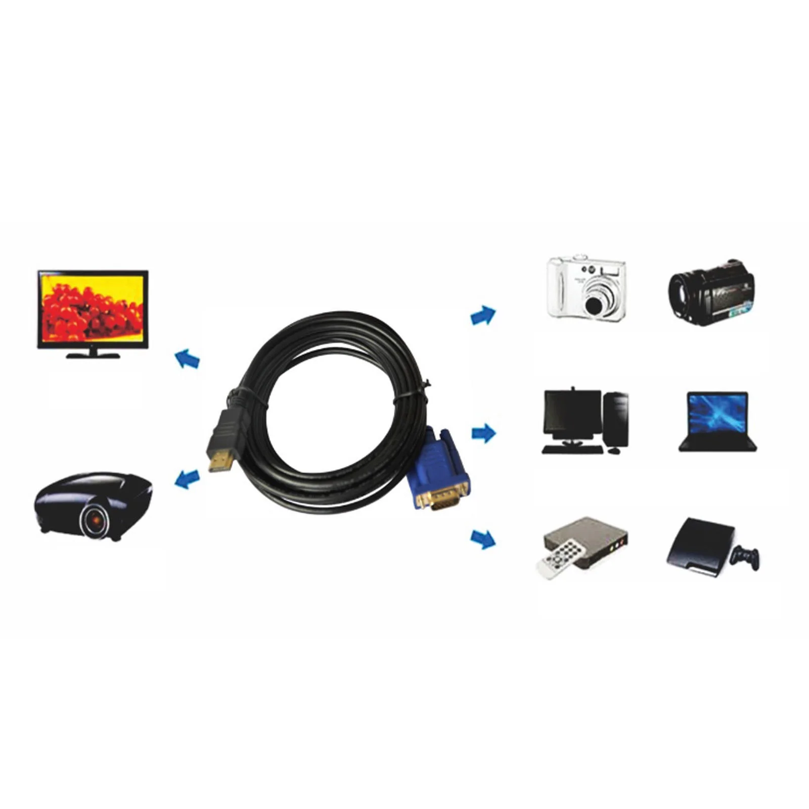 Кабель 1 5 м HDMI-совместимый с VGA 1.4 стандартный штекер на VGA/SVGA D-Sub для ТВ