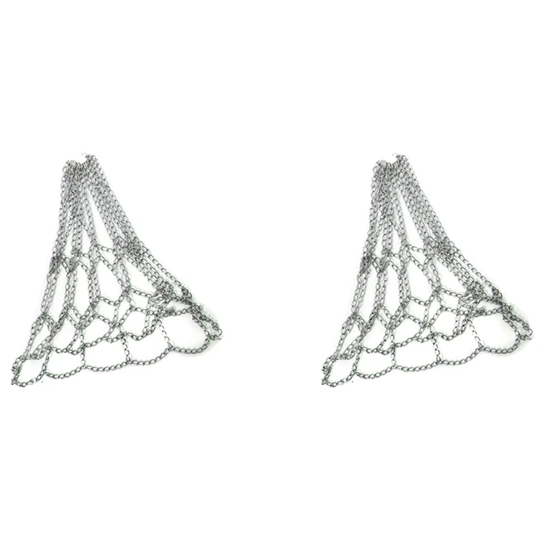 

2X Sport Iron Chain Basketball Net Outdoor 12 Loops Standard Heavy Duty Basketball Goal Replacement Net,Silver
