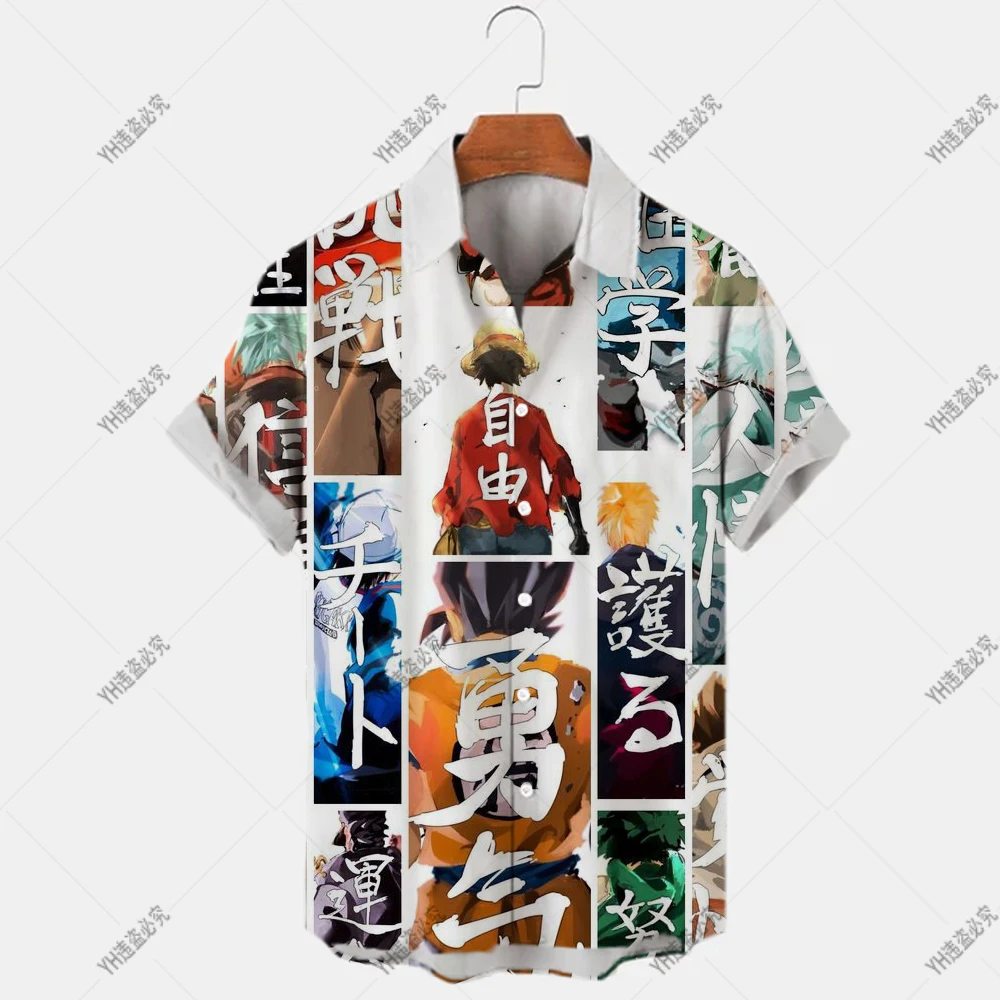 

Новые Гавайские рубашки 3D мужские рубашки 2022 аниме Луффи принт мужские рубашки модные цельные футболки женские графика Лето 5xl