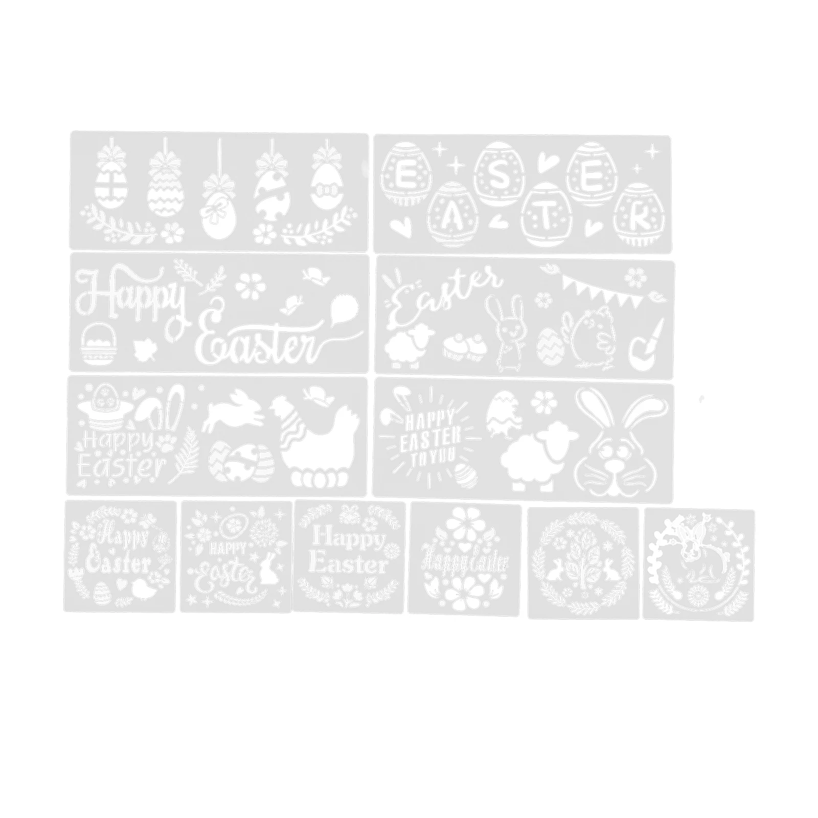 

12Pcs Easter Themed Stencils Drawing Templates DIY Painting Stencils