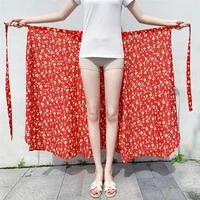 summer skirt one piece wrap floral dress loose vacation beach lace up skirts long new fashion diy wearing for women