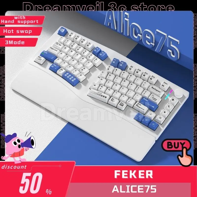 Клавиатура Feker Alice75 игровая механическая 3 режима 2 4 ГГц