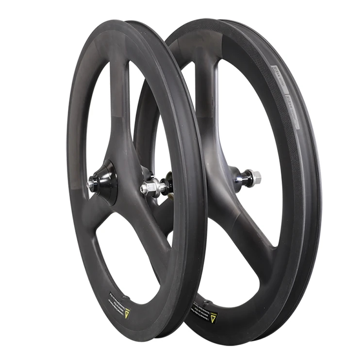 

Wholesale Carbon Tri Spoke Wheelset 14" 255 3 Spoke 40mm 23mm Clincher Basalt Braking Surface For Bmx Bike Folding Bike Wheel