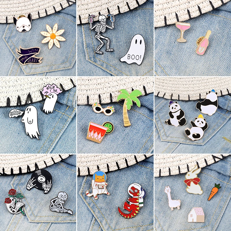 2-4 шт./компл. Симпатичные броши в виде призрака скелета Мультяшные булавки