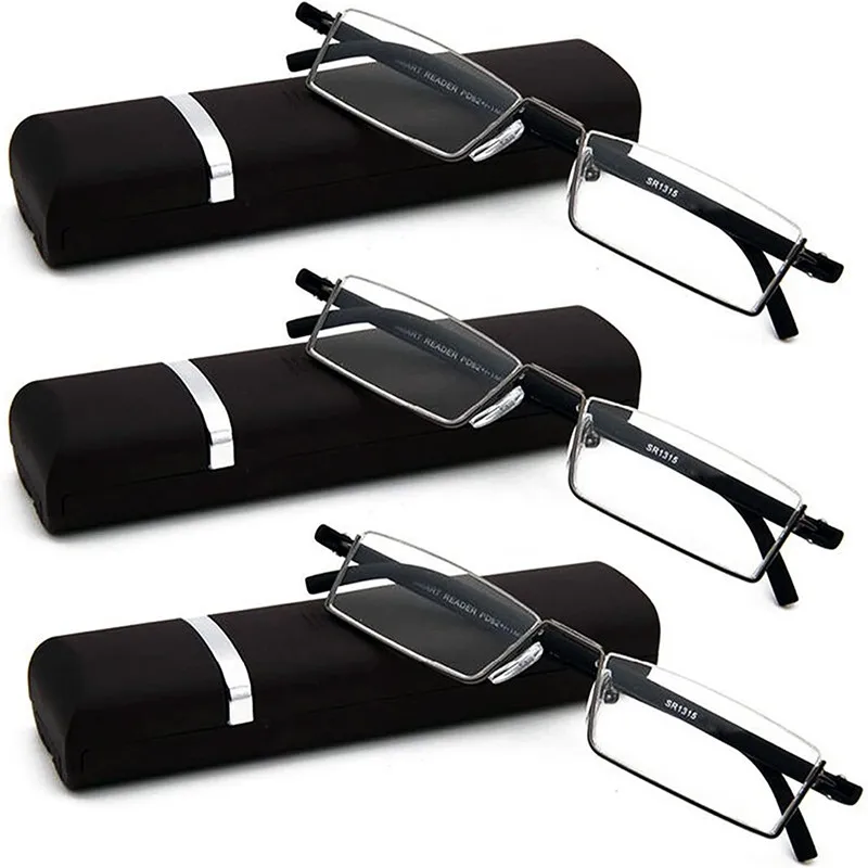 

Retro TR90 Half Frame Reading Glasses Wth Box Men Women Blue Light Blocking Eyeglasses with Case Unisex Presbyopia Eyewear