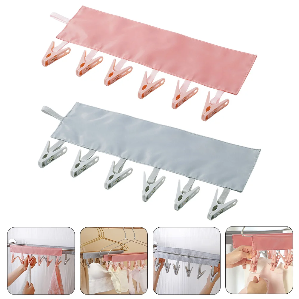 

2pcs Portable Fabric Hangers Racks Traveling Clothes Pin Fasten Bathroom Hanging Clip