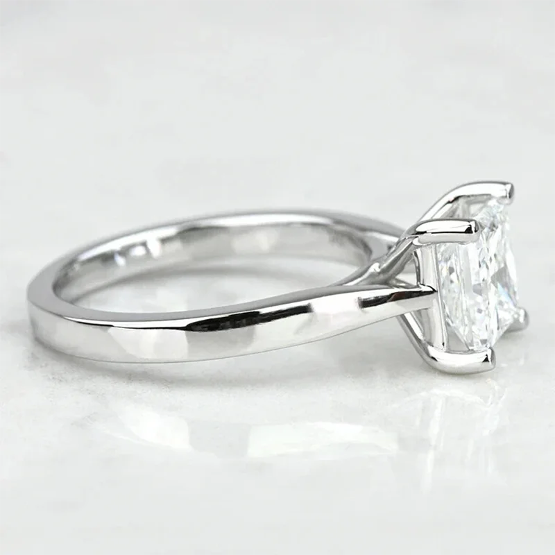 Фото Выращенный в лаборатории основный камень 3CT, огранка принцессы DEF VS-VVS CVD HPHT IGI, кольцо с бриллиантом, пасьянс, платиновое кольцо 950, кольцо с бриллиантом для женщин №3
